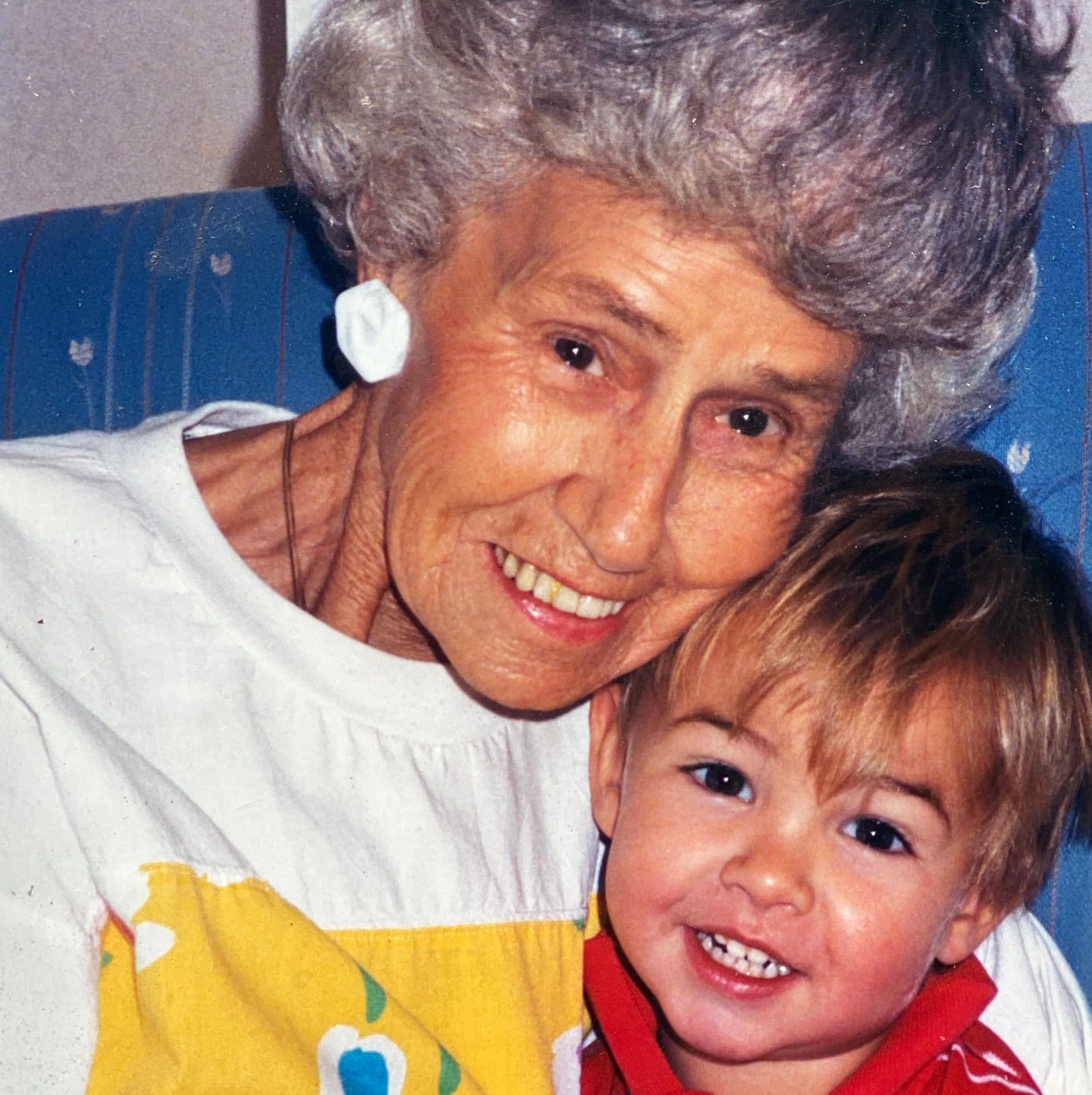 Grandma Flossie, snuggling her youngest grandchild