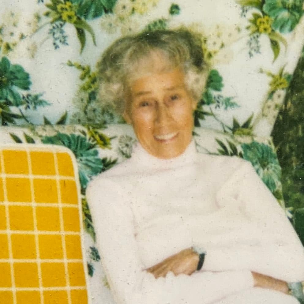 Grandma Flossie, rocking it on the porch swing
